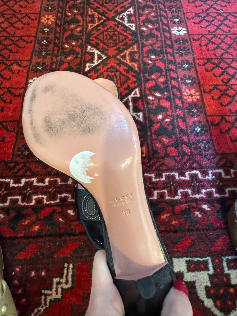 GUCCI Black Patent Leather Horsebit Sandals - Picture 5 of 7